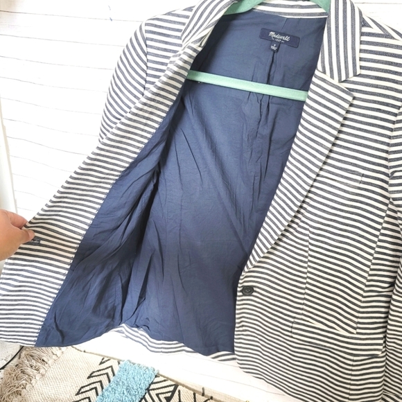 MADEWELL NAVY STRIPED BLAZER, SZ 2 - Picture 6 of 13
